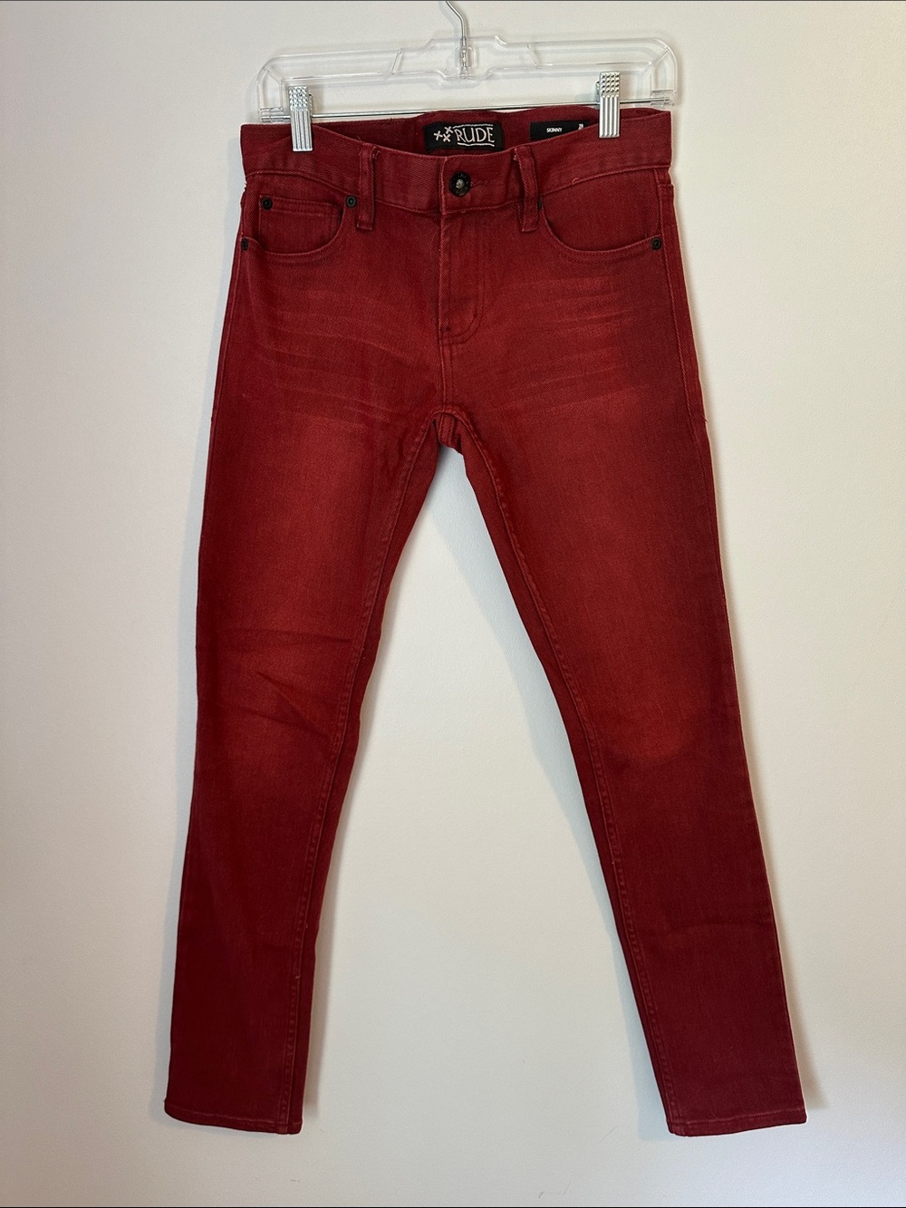 RUDE Men's Skinny Jeans in Deep Red 28/32